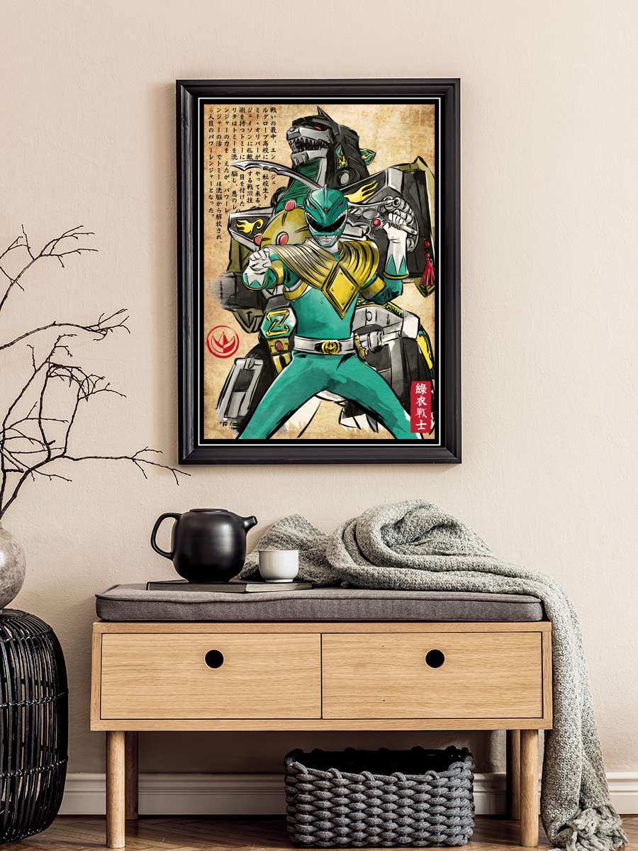 Green ranger woodblock Film Poster Tablo Siyah Çerçeveli Yüksek Kalite Film Duvar Tablo