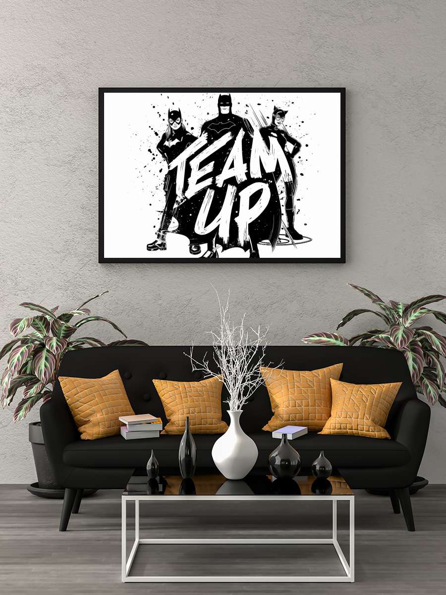 Batman - Team up Film Poster Tablo Siyah Çerçeveli Yüksek Kalite Film Duvar Tablo