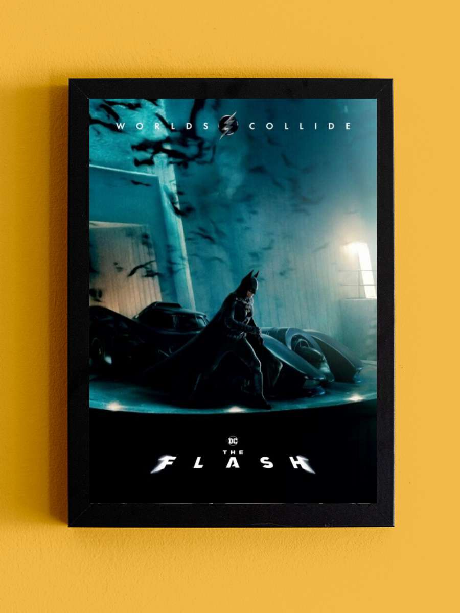 The Flash - Batman & Batmobile Film Poster Tablo Siyah Çerçeveli Yüksek Kalite Film Duvar Tablo