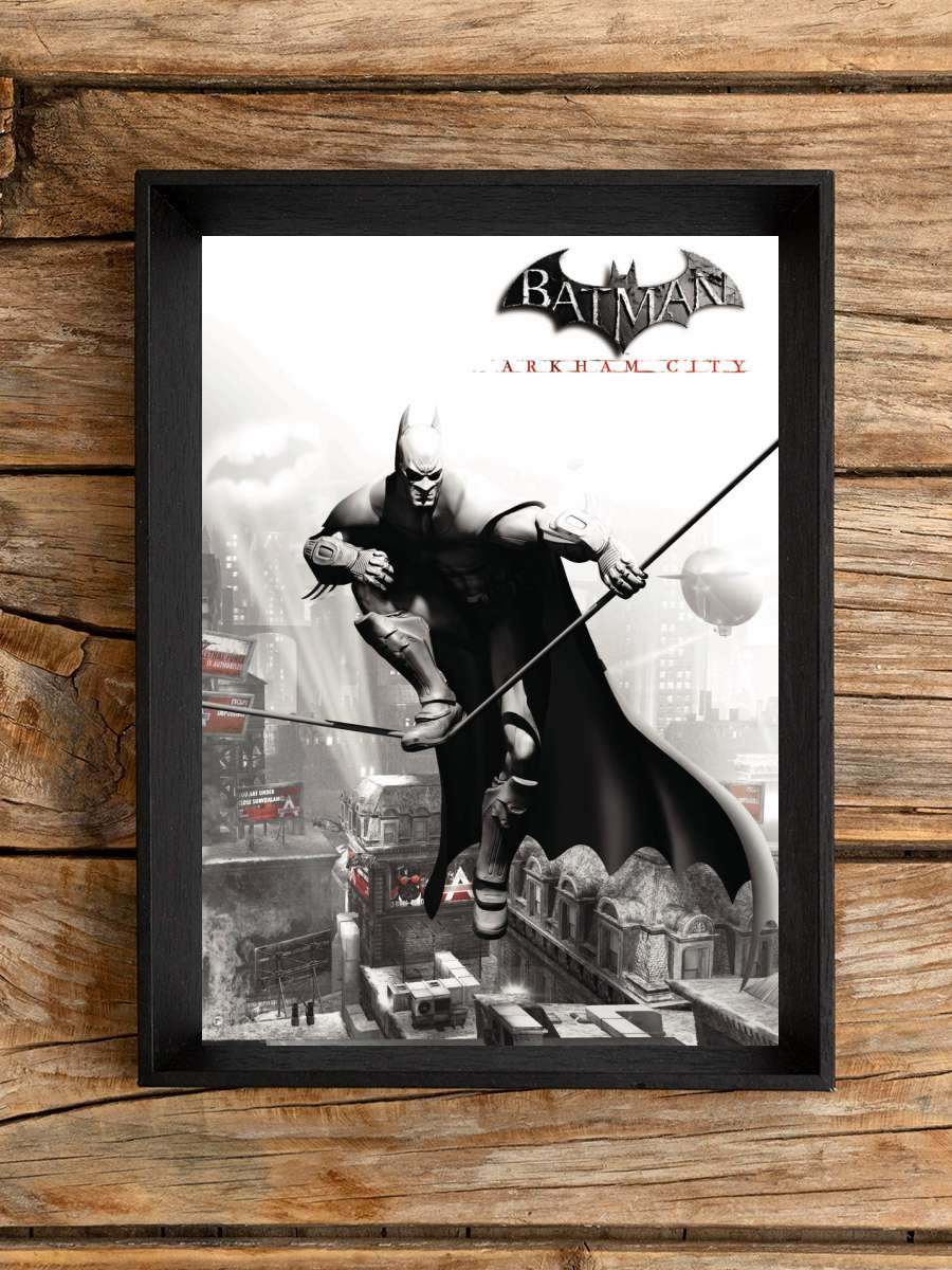 Batman Arkham City Film Poster Tablo Siyah Çerçeveli Yüksek Kalite Film Duvar Tablo