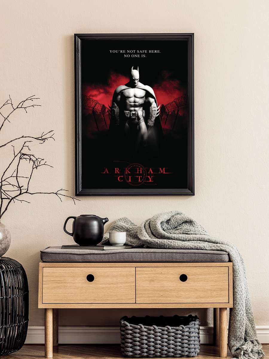 Batman Arkham City Film Poster Tablo Siyah Çerçeveli Yüksek Kalite Film Duvar Tablo