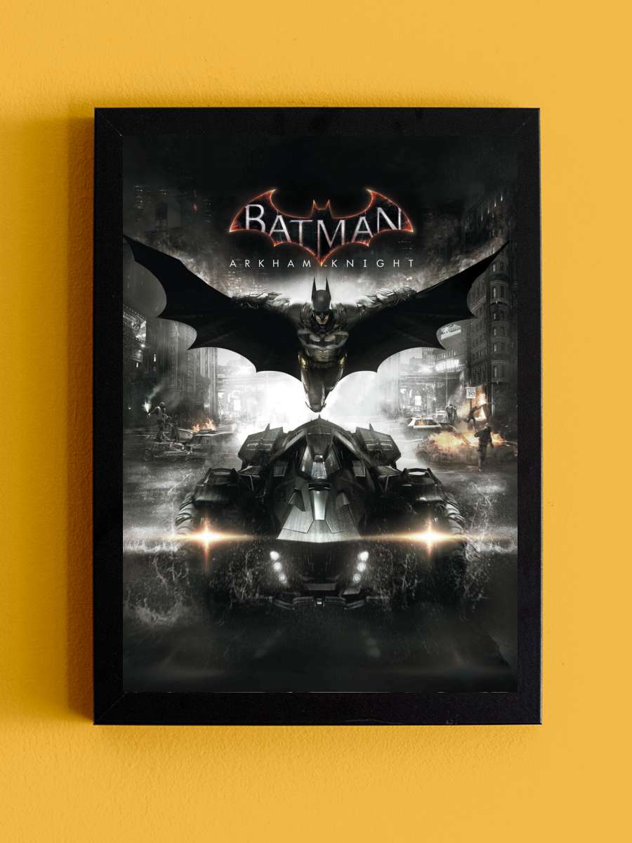 Batman Arkham Knight - Batmobile Film Poster Tablo Siyah Çerçeveli Yüksek Kalite Film Duvar Tablo