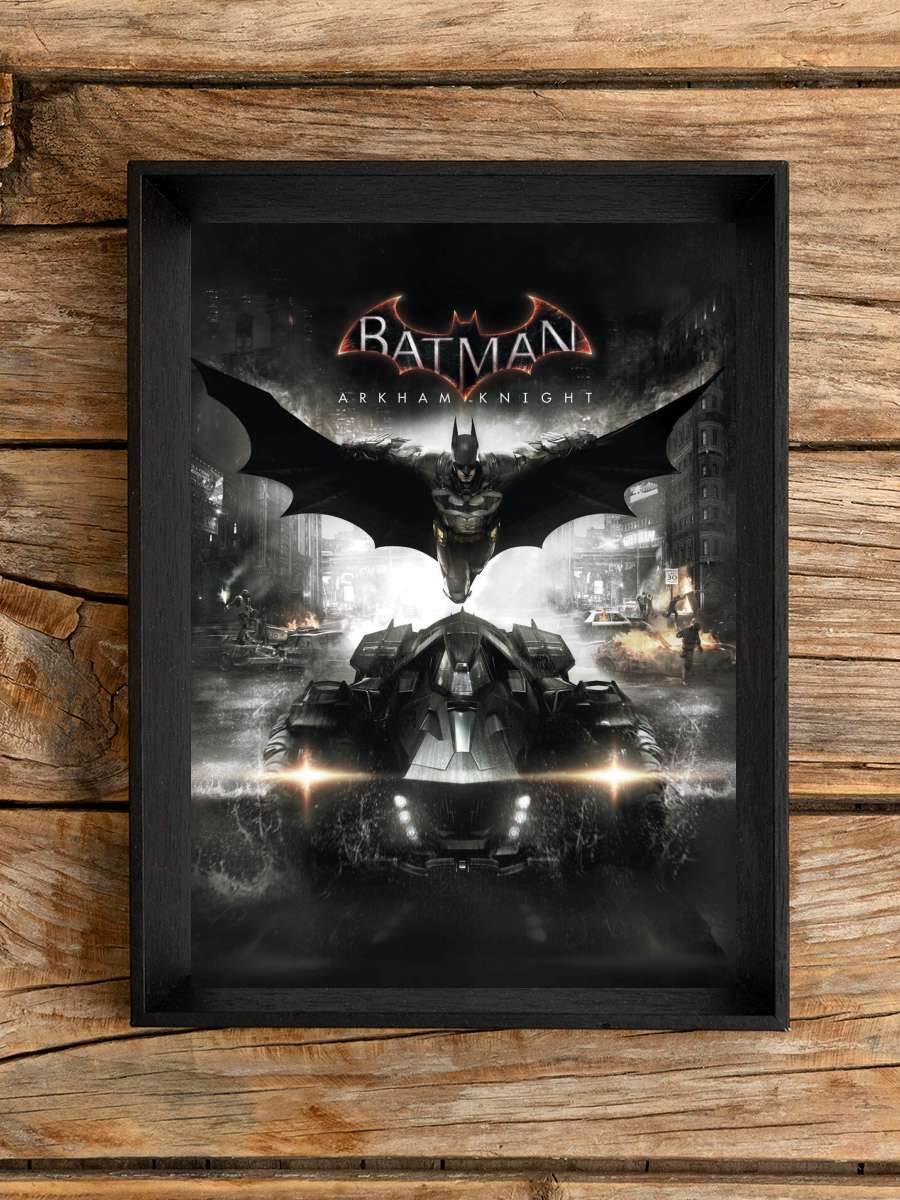 Batman Arkham Knight - Batmobile Film Poster Tablo Siyah Çerçeveli Yüksek Kalite Film Duvar Tablo