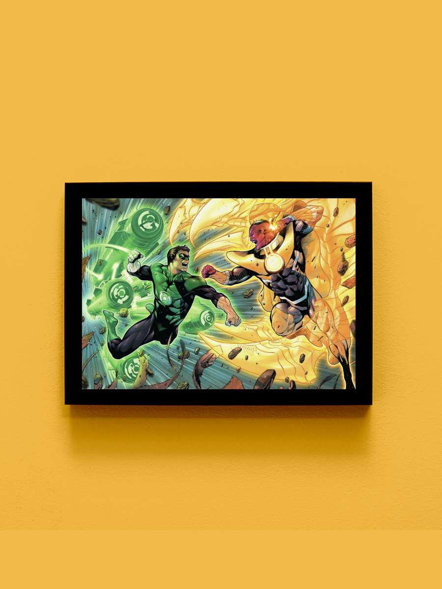 Green Lantern vs. Sinestro Film Poster Tablo Siyah Çerçeveli Yüksek Kalite Film Duvar Tablo