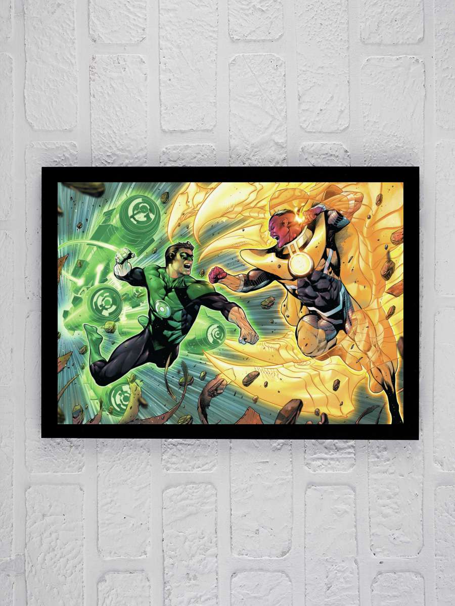 Green Lantern vs. Sinestro Film Poster Tablo Siyah Çerçeveli Yüksek Kalite Film Duvar Tablo