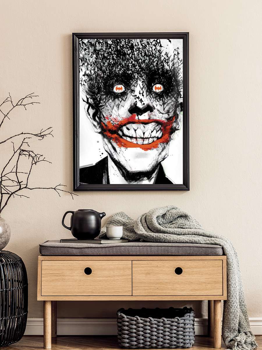 Joker and Bats Film Poster Tablo Siyah Çerçeveli Yüksek Kalite Film Duvar Tablo