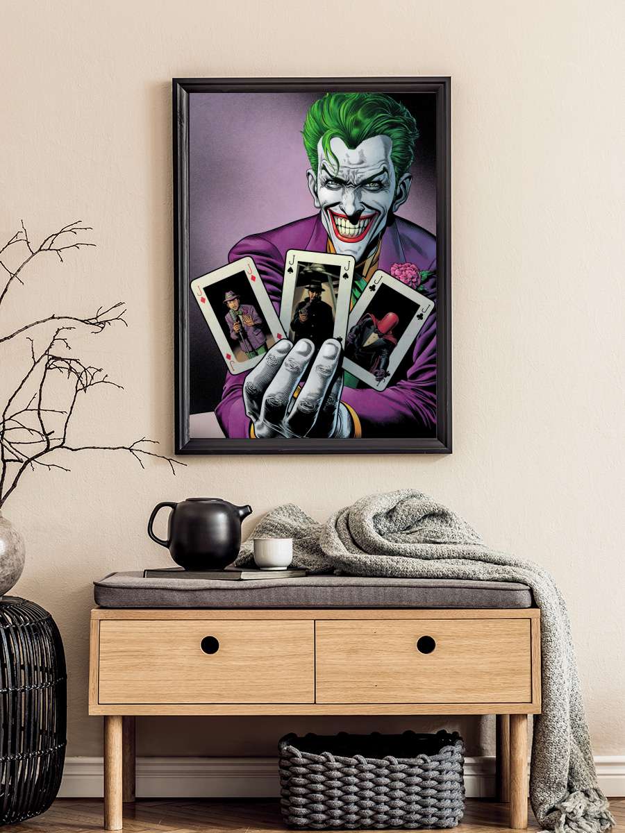 Joker - Cards Film Poster Tablo Siyah Çerçeveli Yüksek Kalite Film Duvar Tablo