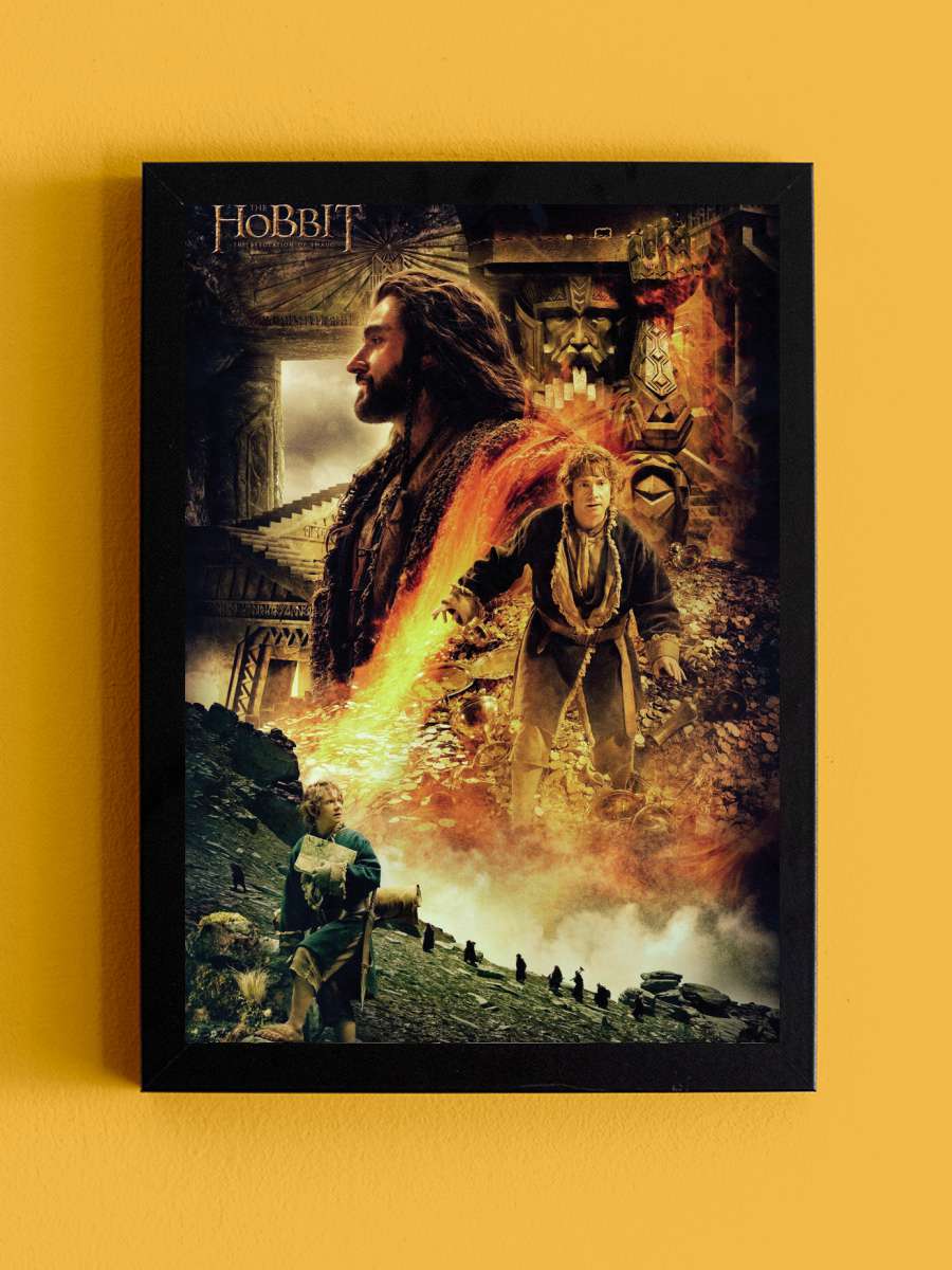 Hobbit - The Desolation of Smaug Film Poster Tablo Siyah Çerçeveli Yüksek Kalite Film Duvar Tablo