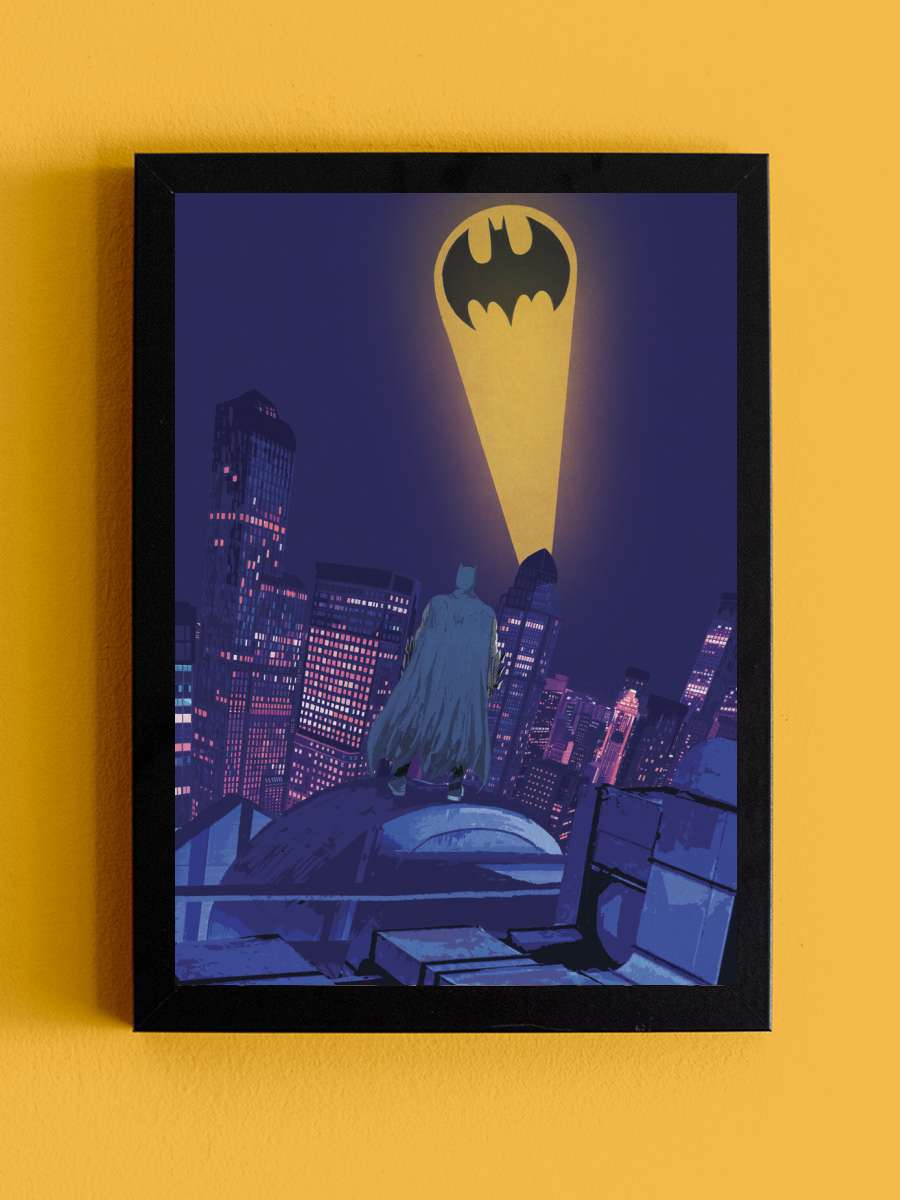 Batman - Night Sky Logo Film Poster Tablo Siyah Çerçeveli Yüksek Kalite Film Duvar Tablo