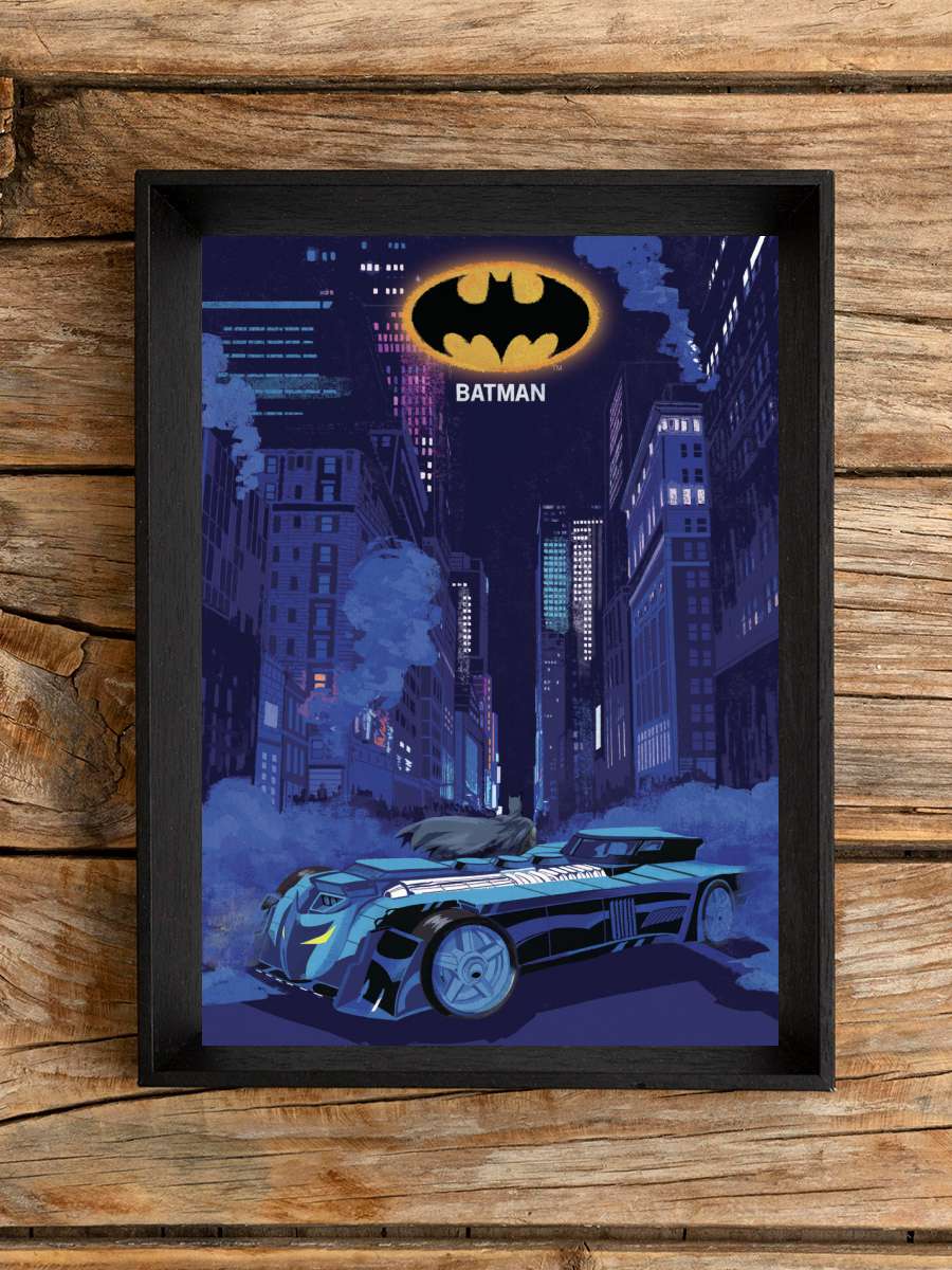 Batman - Night Batmobil Film Poster Tablo Siyah Çerçeveli Yüksek Kalite Film Duvar Tablo