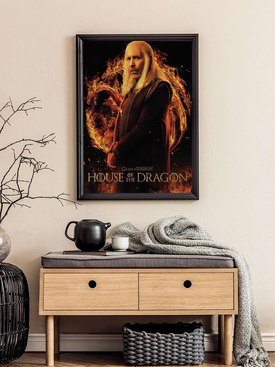 House of Dragon - Viserys… Viserys Targaryen Film Poster Tablo Siyah Çerçeveli Yüksek Kalite Film Duvar Tablo