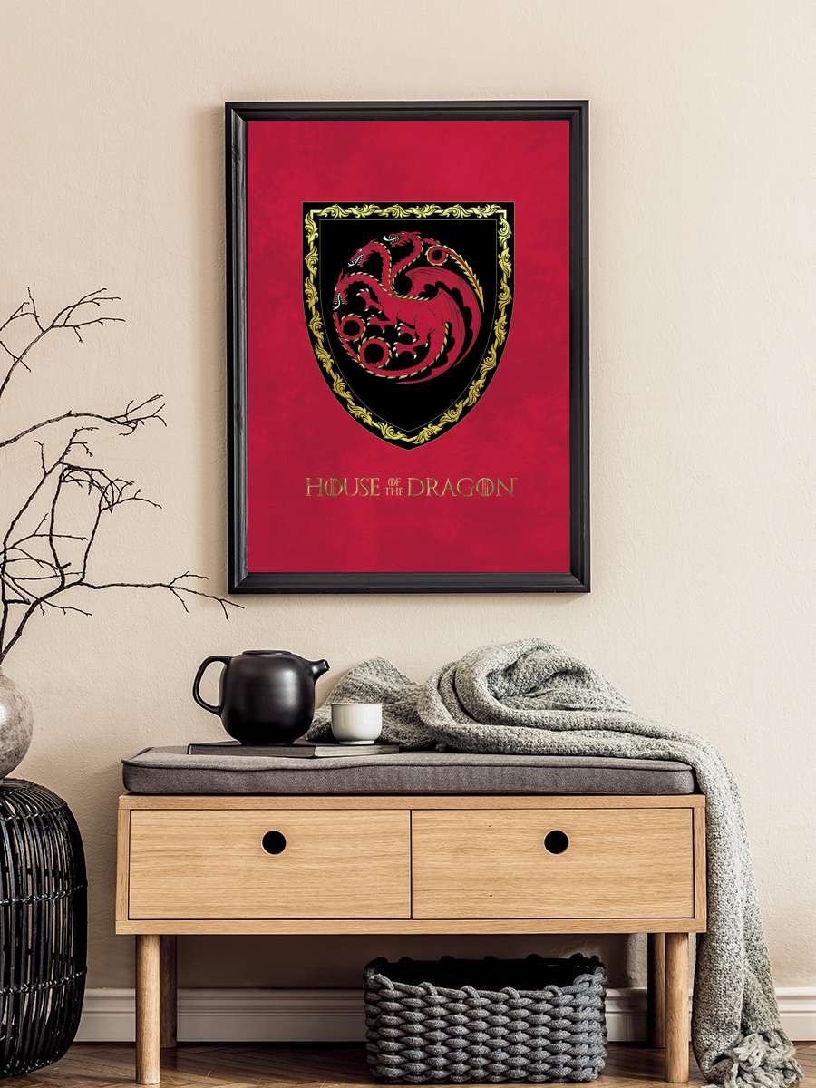 House of Dragon - Targaryen… Targaryen Shield Film Poster Tablo Siyah Çerçeveli Yüksek Kalite Film Duvar Tablo