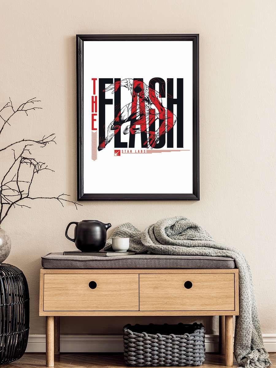 Flash - Scarlet Speedster Film Poster Tablo Siyah Çerçeveli Yüksek Kalite Film Duvar Tablo