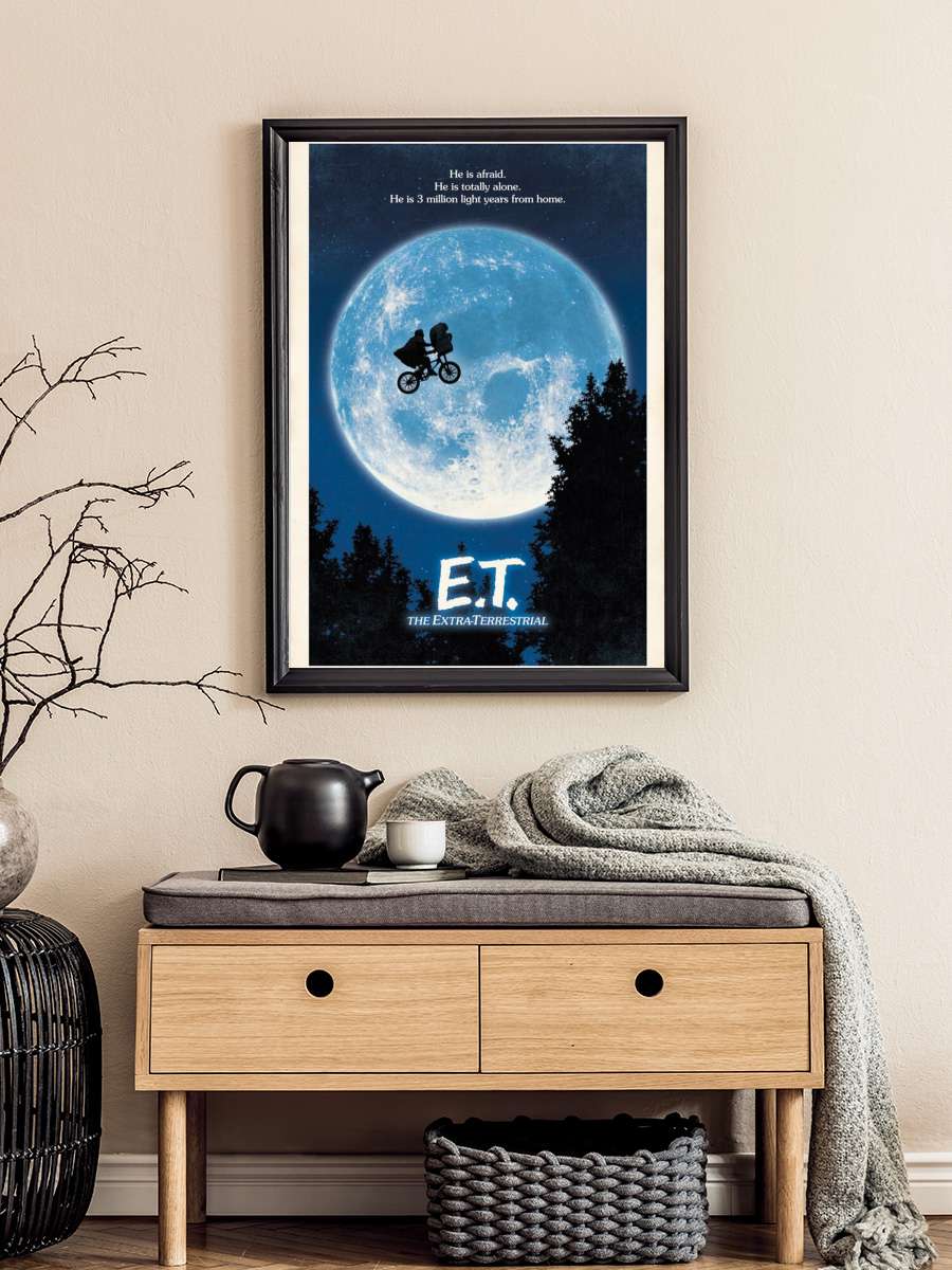 E.T. - The Extra-Terrestrial Film Poster Tablo Siyah Çerçeveli Yüksek Kalite Film Duvar Tablo