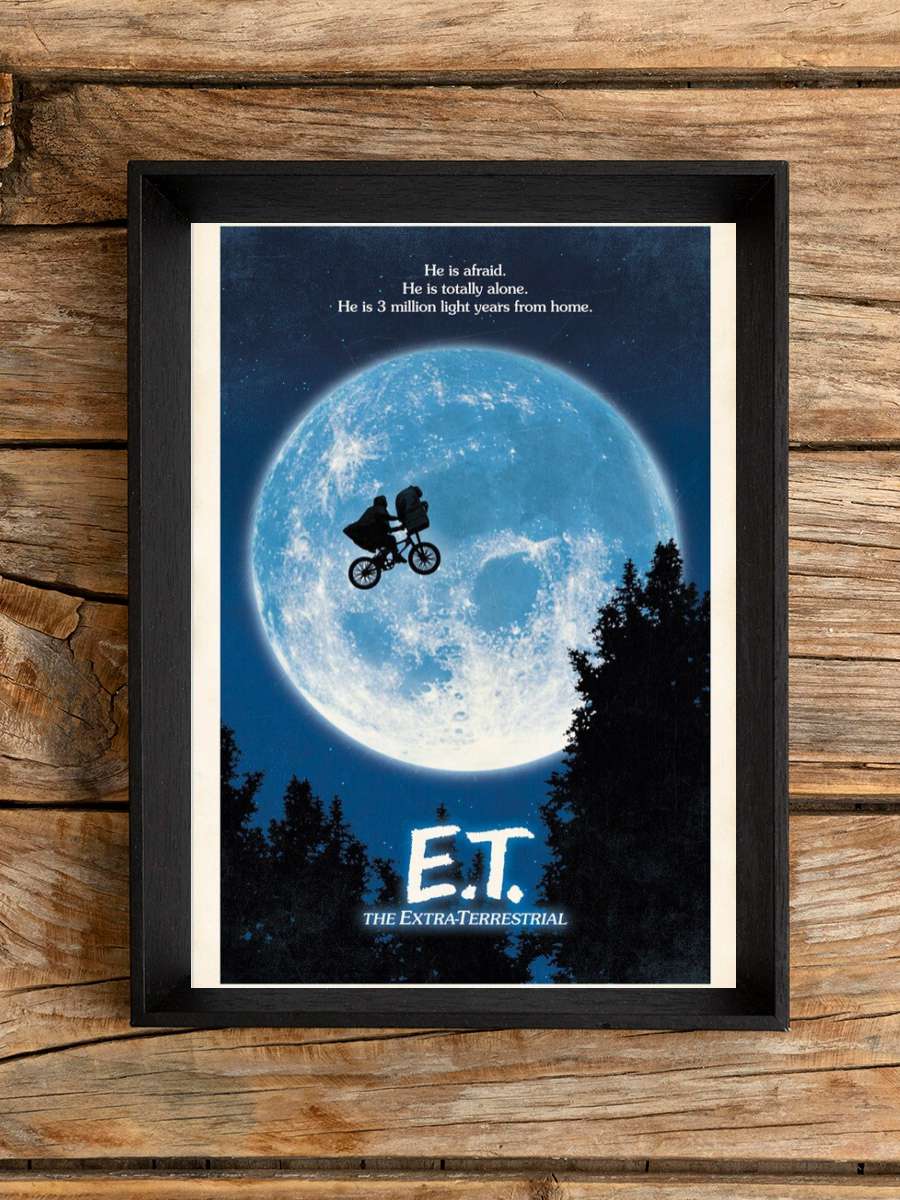 E.T. - The Extra-Terrestrial Film Poster Tablo Siyah Çerçeveli Yüksek Kalite Film Duvar Tablo