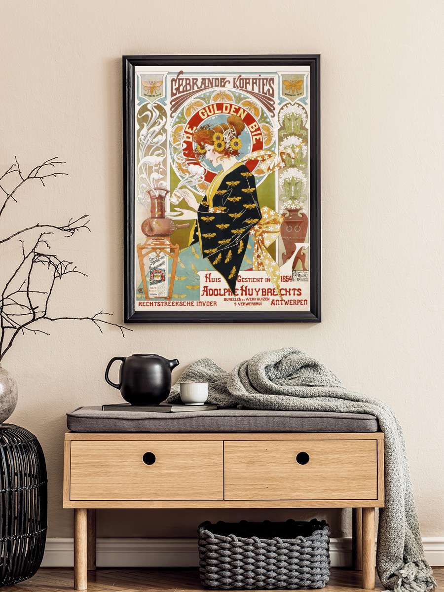 Coffee Shop Advert (Art Nouveau… Nouveau Café) - Alphonse Mucha Sanatsal Modern Tablo Siyah Çerçeveli Poster Modern Duvar Tablo