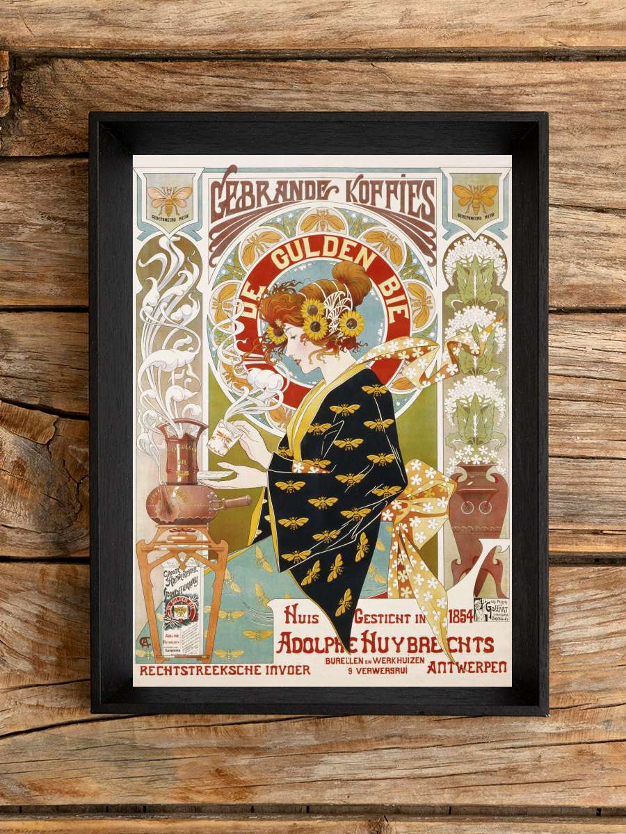 Coffee Shop Advert (Art Nouveau… Nouveau Café) - Alphonse Mucha Sanatsal Modern Tablo Siyah Çerçeveli Poster Modern Duvar Tablo