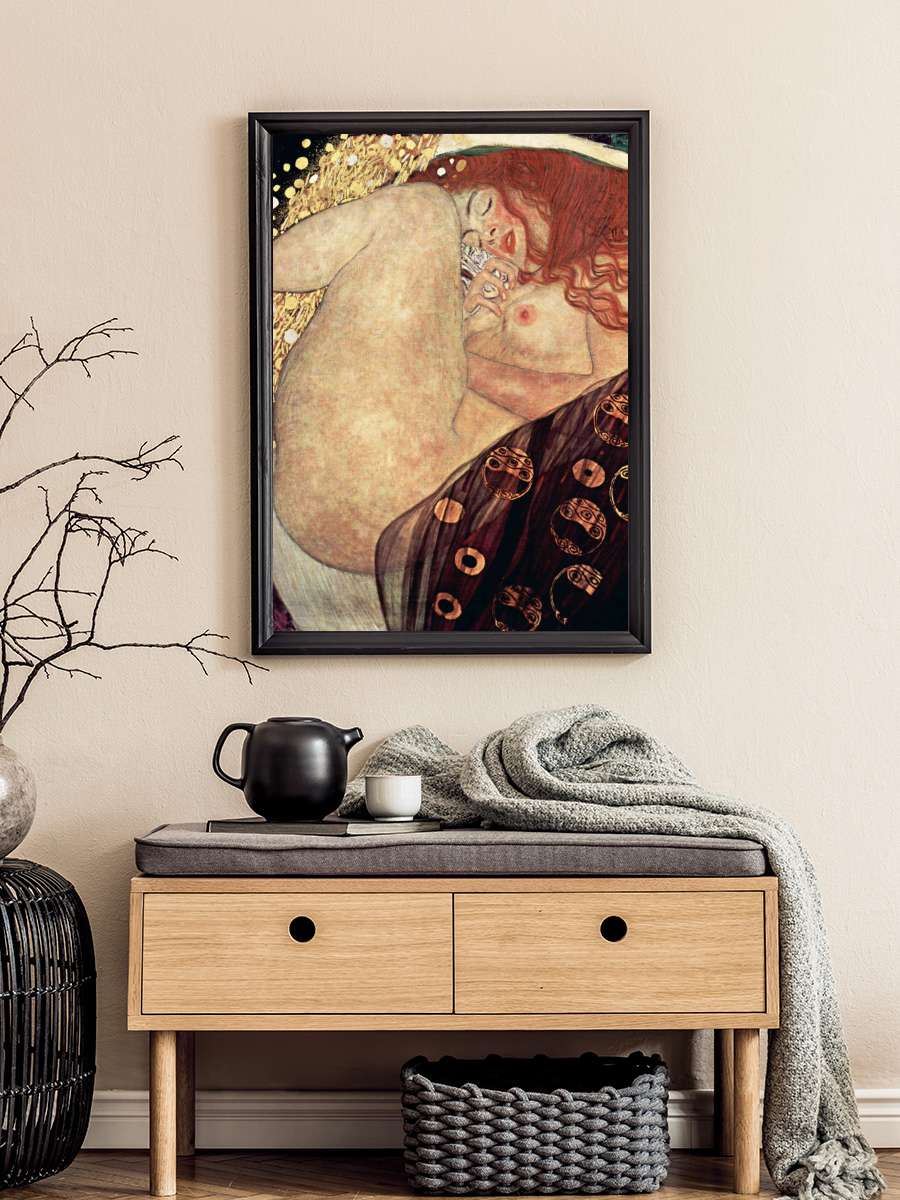 Danae (Female Nude) - Gustav… Gustav Klimt Sanatsal Modern Tablo Siyah Çerçeveli Poster Modern Duvar Tablo