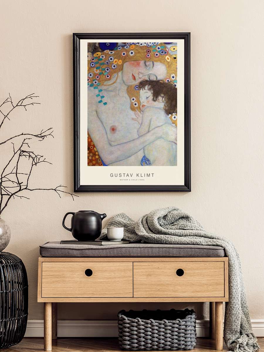 Mother & Child (Baby Mum -… - Nursery Print) Gustav… Sanatsal Modern Tablo Siyah Çerçeveli Poster Modern Duvar Tablo