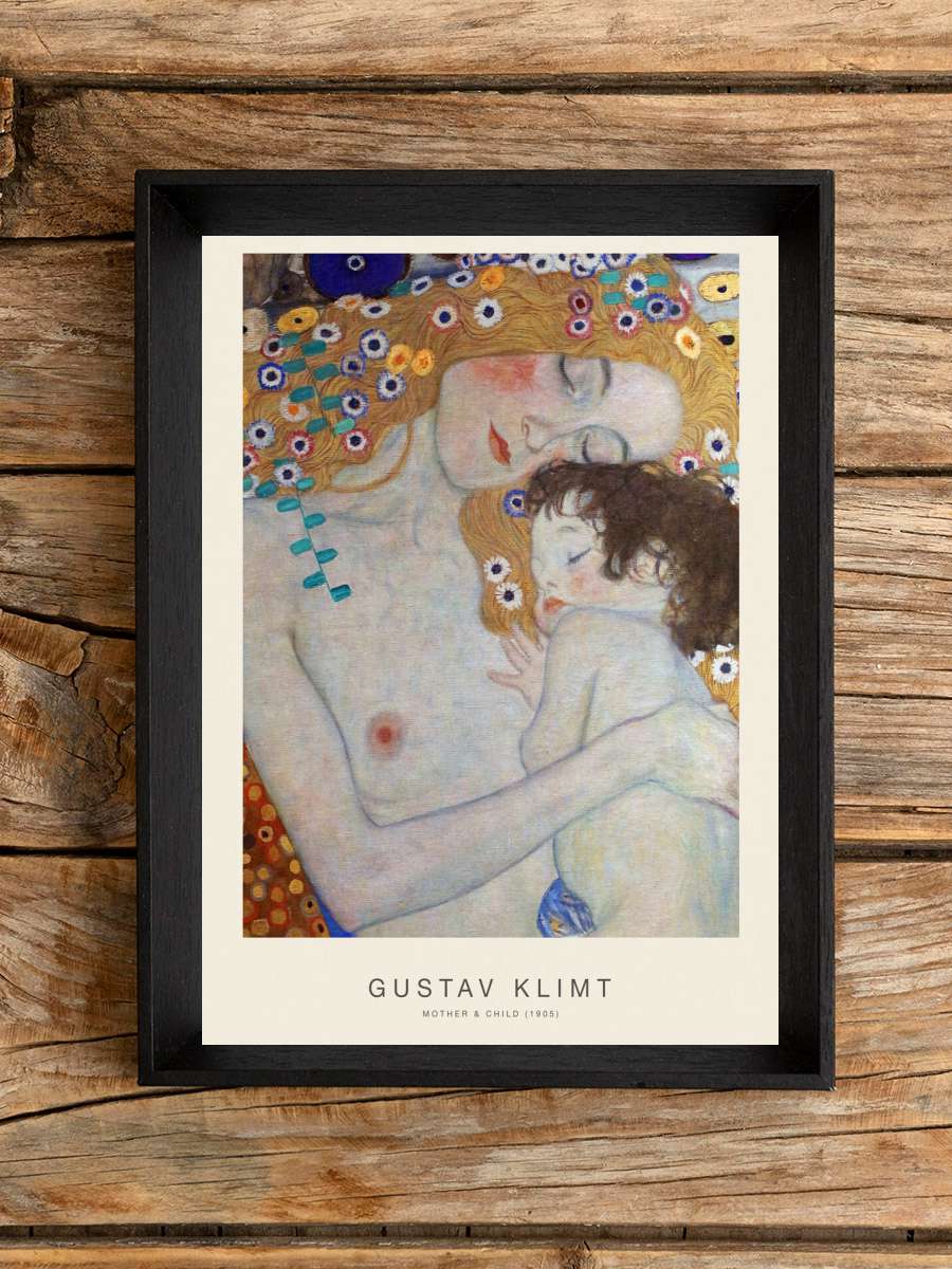 Mother & Child (Baby Mum -… - Nursery Print) Gustav… Sanatsal Modern Tablo Siyah Çerçeveli Poster Modern Duvar Tablo