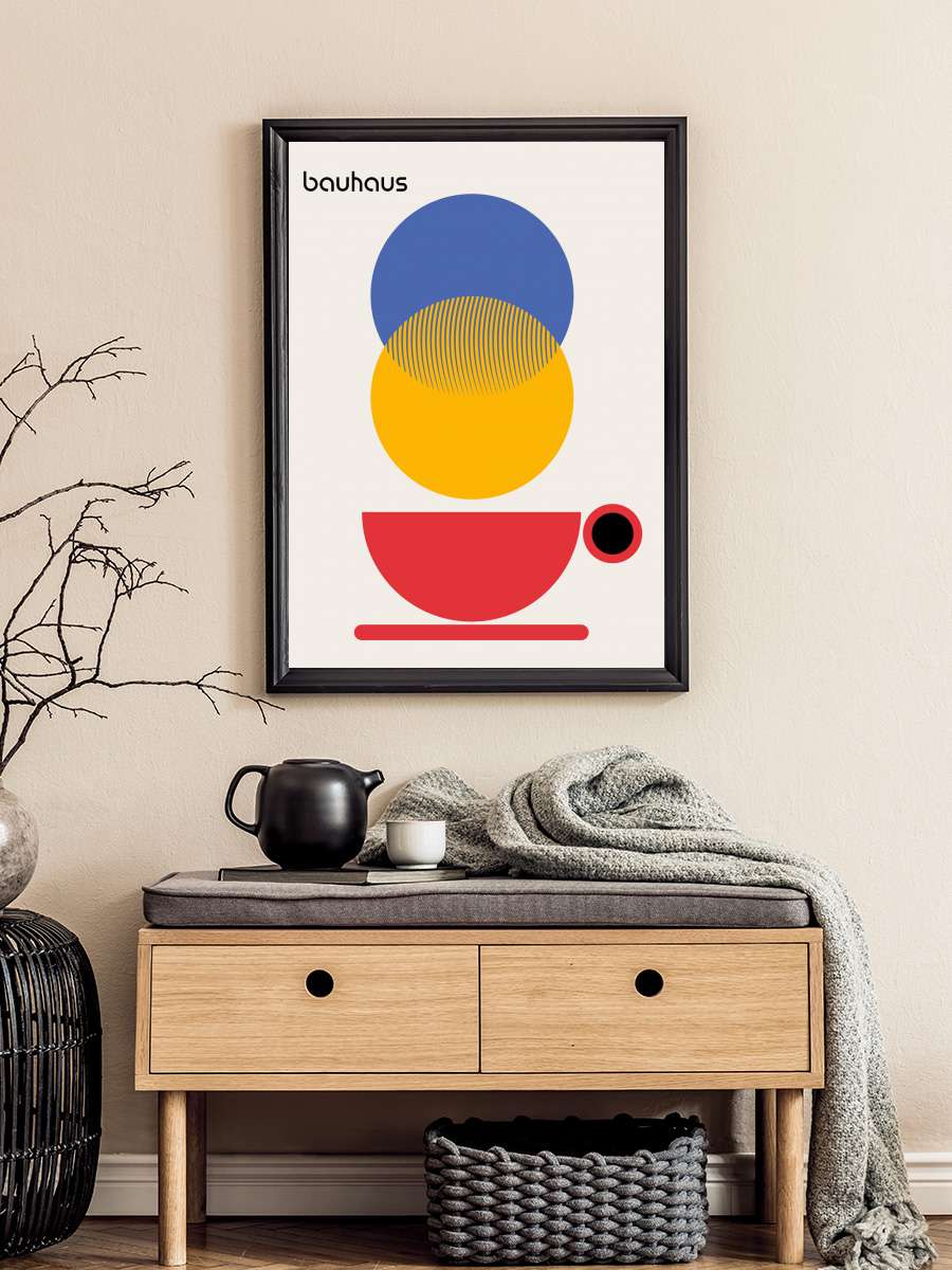 Bauhaus Coffee Abstract Sanatsal Modern Tablo Siyah Çerçeveli Poster Modern Duvar Tablo