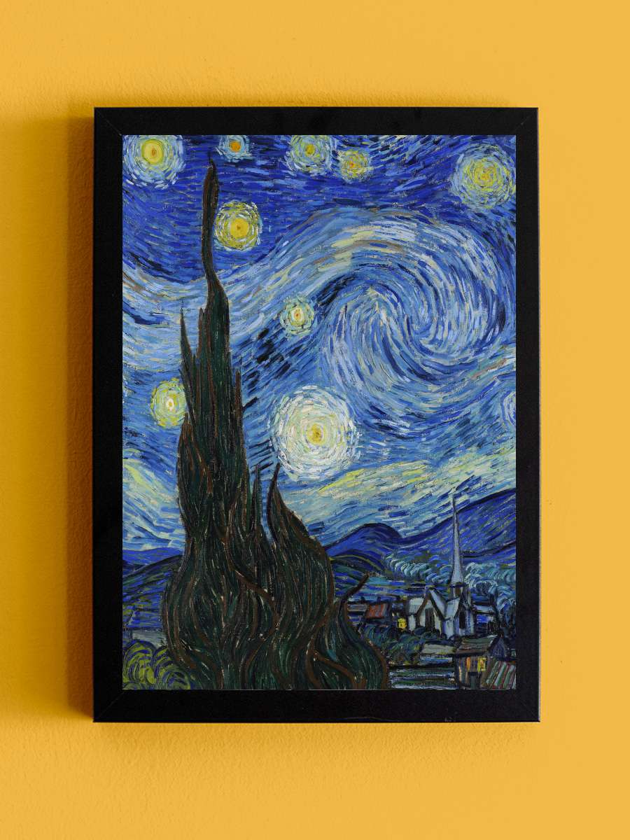 Starry Night Sanatsal Modern Tablo Siyah Çerçeveli Poster Modern Duvar Tablo