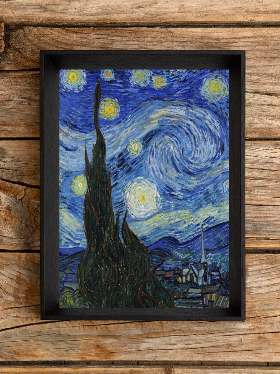 Starry Night Sanatsal Modern Tablo Siyah Çerçeveli Poster Modern Duvar Tablo