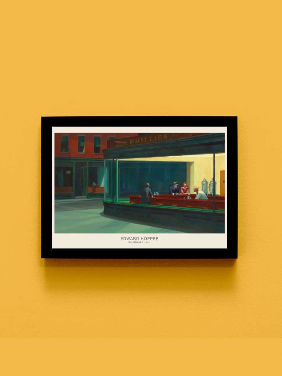 Nighthawks Sanatsal Modern Tablo Siyah Çerçeveli Poster Modern Duvar Tablo