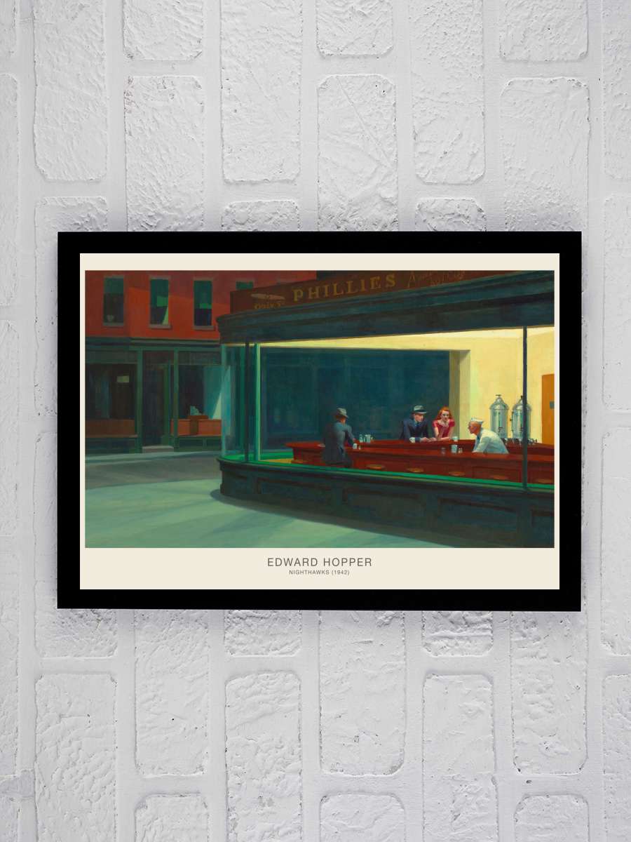 Nighthawks Sanatsal Modern Tablo Siyah Çerçeveli Poster Modern Duvar Tablo