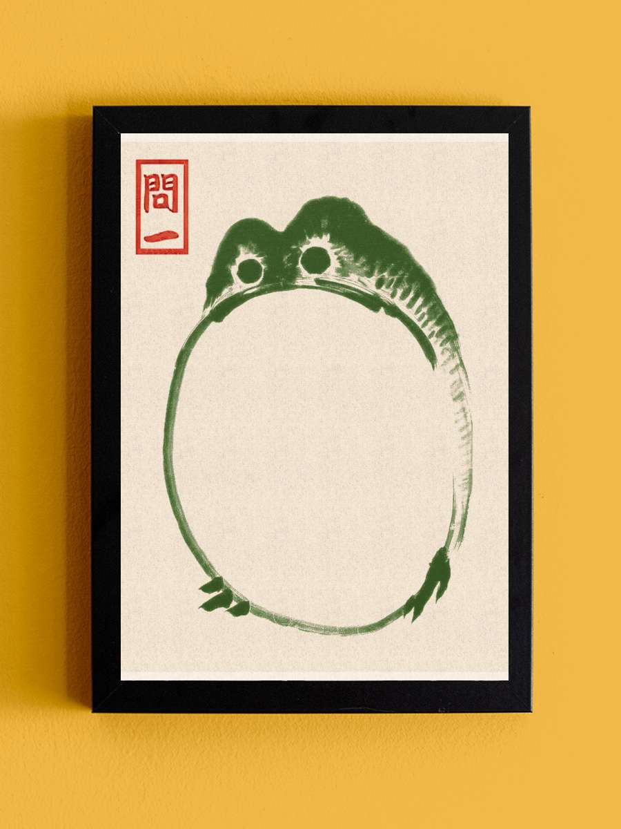 Japanese Grumpy Toad Sanatsal Modern Tablo Siyah Çerçeveli Poster Modern Duvar Tablo