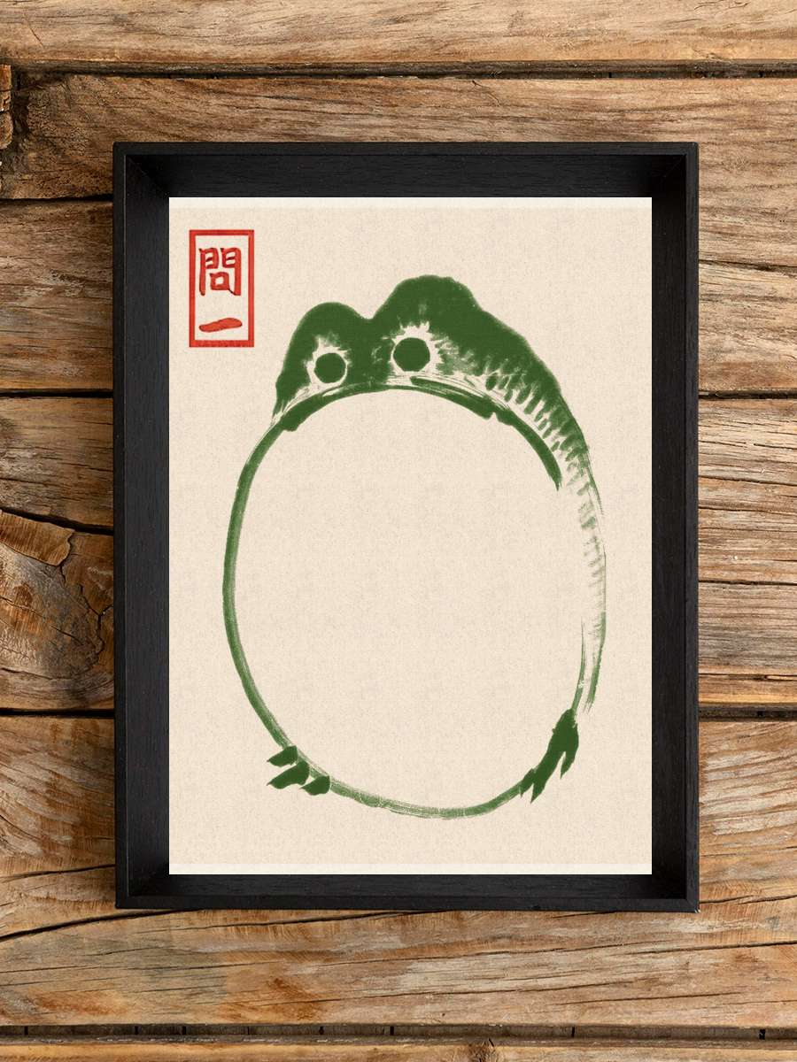 Japanese Grumpy Toad Sanatsal Modern Tablo Siyah Çerçeveli Poster Modern Duvar Tablo