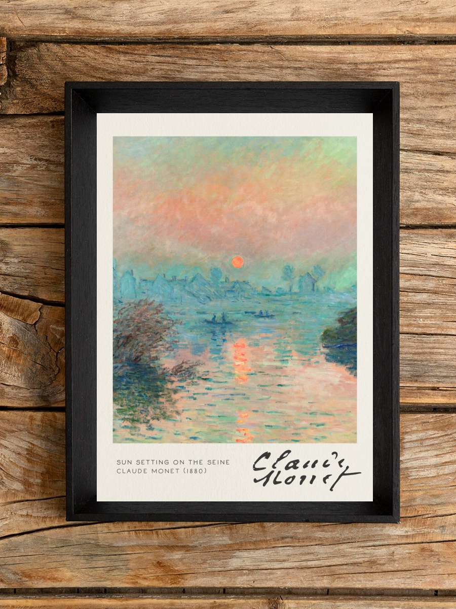 Sun Setting on the Seine -… - Claude Monet Sanatsal Modern Tablo Siyah Çerçeveli Poster Modern Duvar Tablo