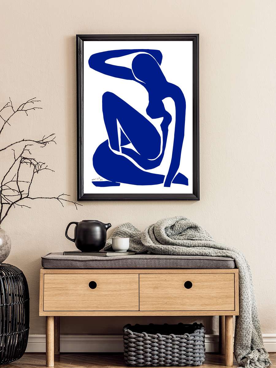 Blue Lady Sanatsal Modern Tablo Siyah Çerçeveli Poster Modern Duvar Tablo