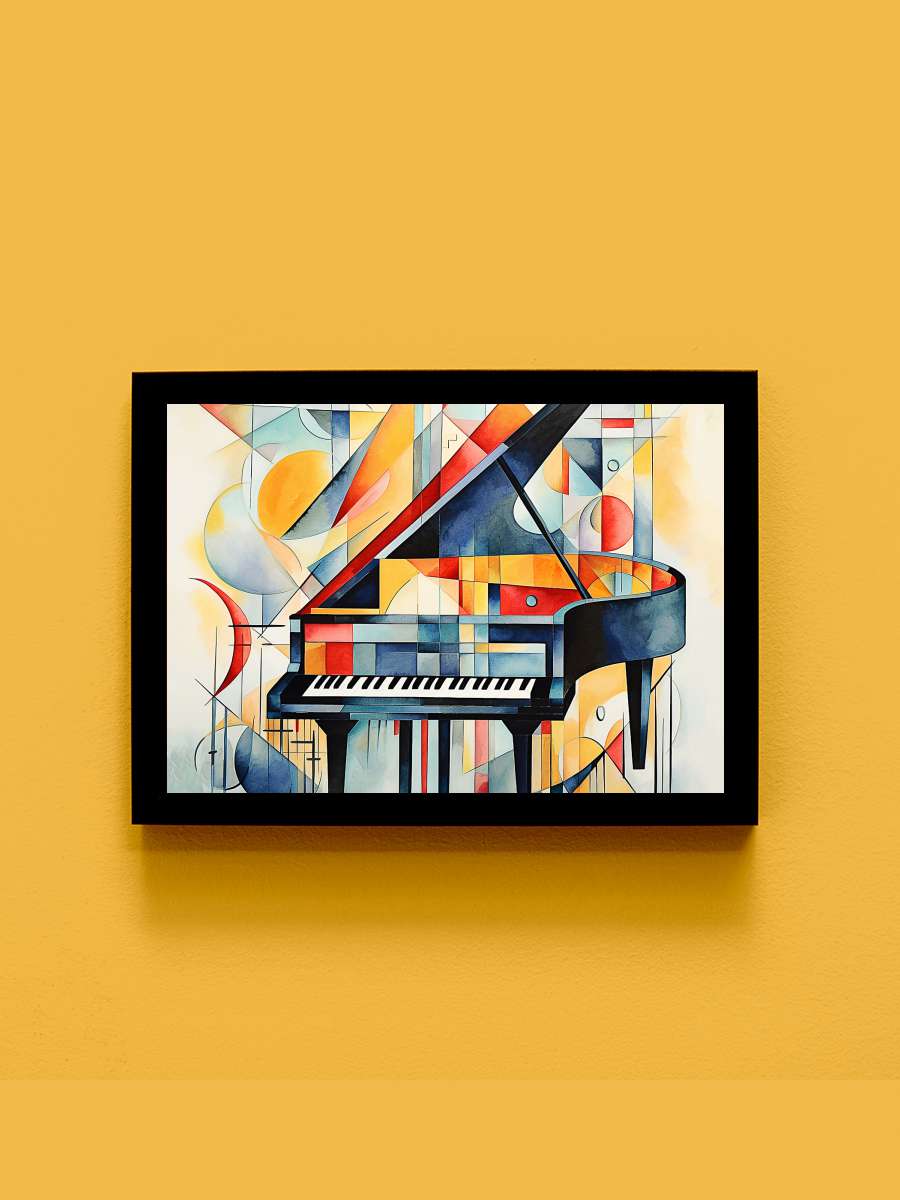 Abstract piano keys, Kandinsky… Kandinsky abstract style, music… Sanatsal Modern Tablo Siyah Çerçeveli Poster Modern Duvar Tablo