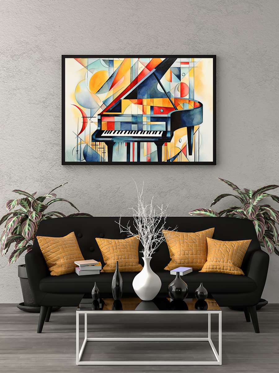 Abstract piano keys, Kandinsky… Kandinsky abstract style, music… Sanatsal Modern Tablo Siyah Çerçeveli Poster Modern Duvar Tablo