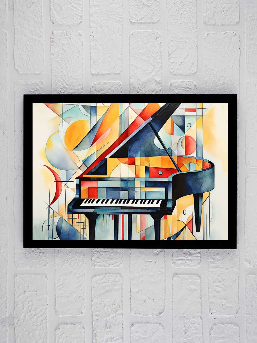 Abstract piano keys, Kandinsky… Kandinsky abstract style, music… Sanatsal Modern Tablo Siyah Çerçeveli Poster Modern Duvar Tablo