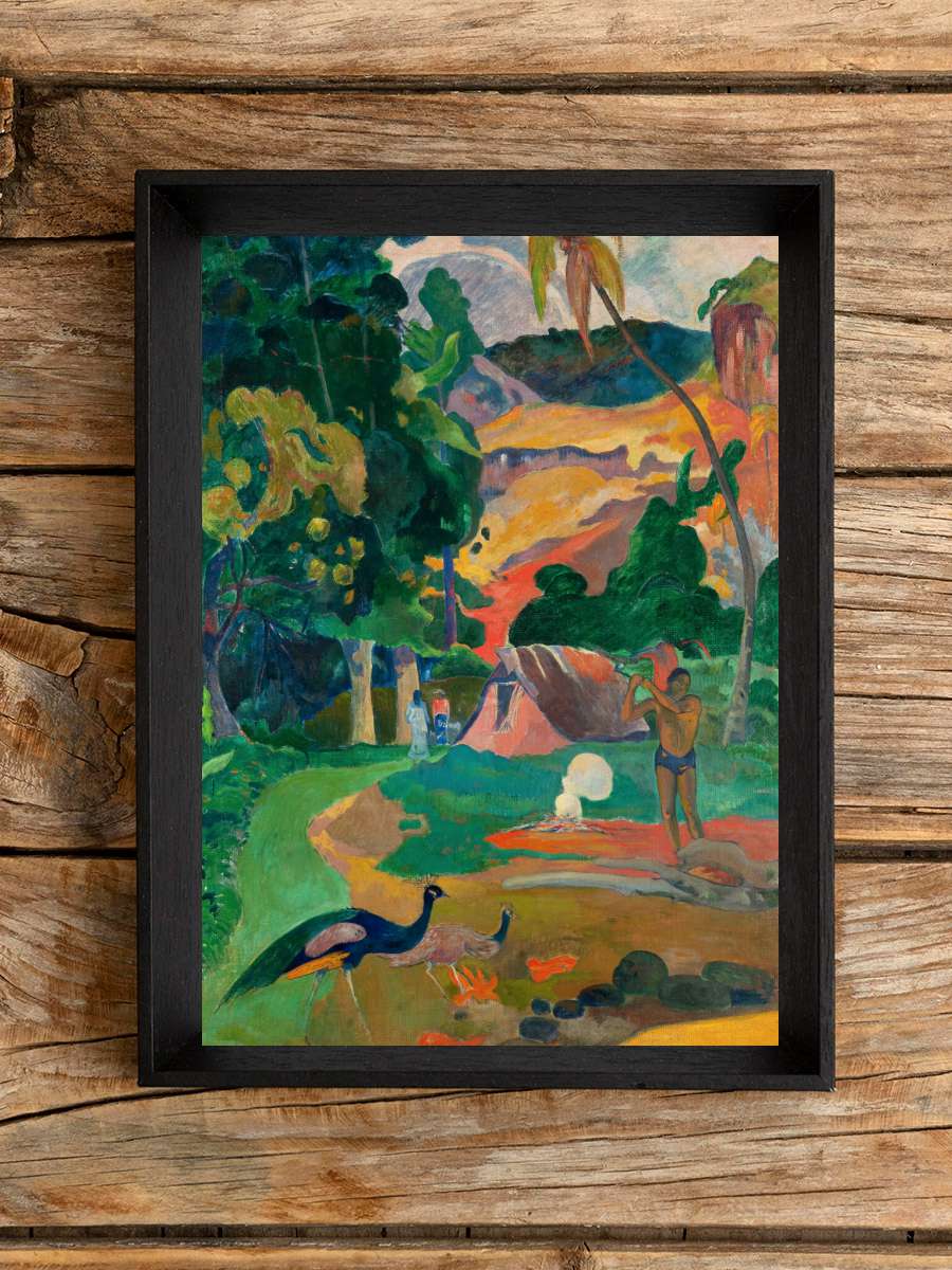 Landscape with Peacocks … (Vintage Tahitian Landscape) -… Sanatsal Modern Tablo Siyah Çerçeveli Poster Modern Duvar Tablo