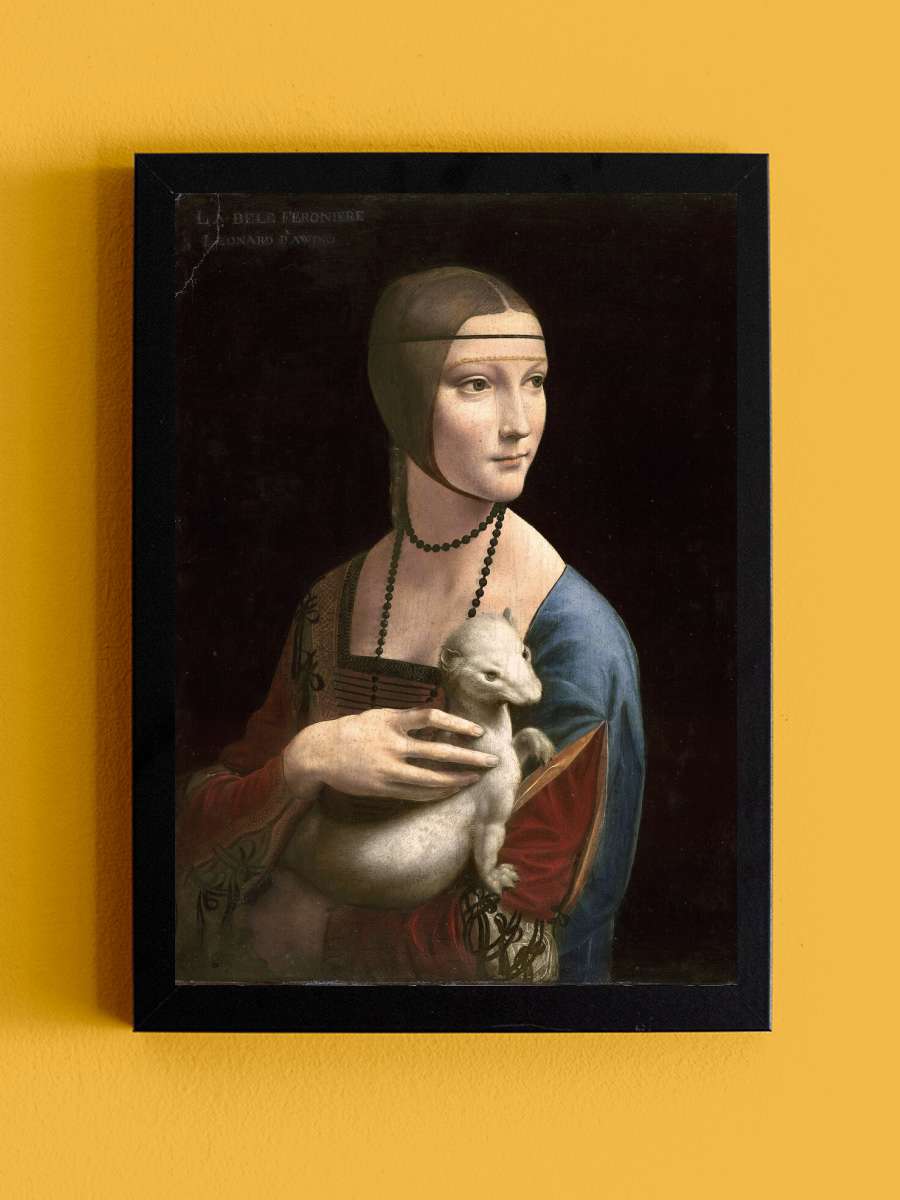 The Lady with the Ermine … (Cecilia Gallerani), c.1490 Sanatsal Modern Tablo Siyah Çerçeveli Poster Modern Duvar Tablo