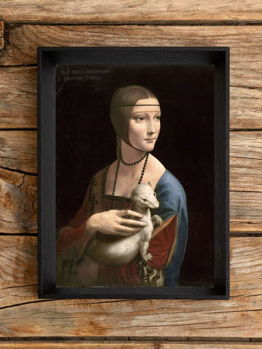 The Lady with the Ermine … (Cecilia Gallerani), c.1490 Sanatsal Modern Tablo Siyah Çerçeveli Poster Modern Duvar Tablo