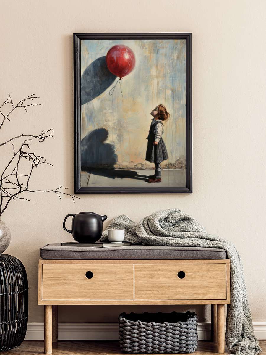 The Red Balloon Edward Hopper… Hopper Style Sanatsal Modern Tablo Siyah Çerçeveli Poster Modern Duvar Tablo