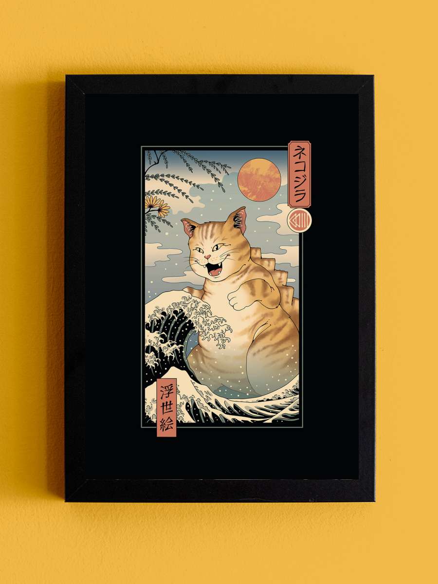 Vincent Trinidad - Catzilla Ukiyoe Sanatsal Modern Tablo Siyah Çerçeveli Poster Modern Duvar Tablo