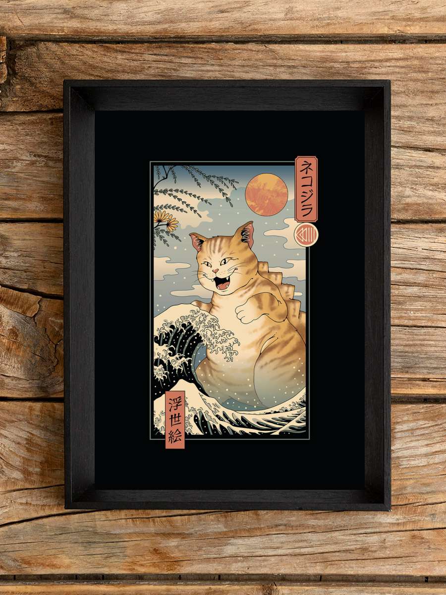 Vincent Trinidad - Catzilla Ukiyoe Sanatsal Modern Tablo Siyah Çerçeveli Poster Modern Duvar Tablo