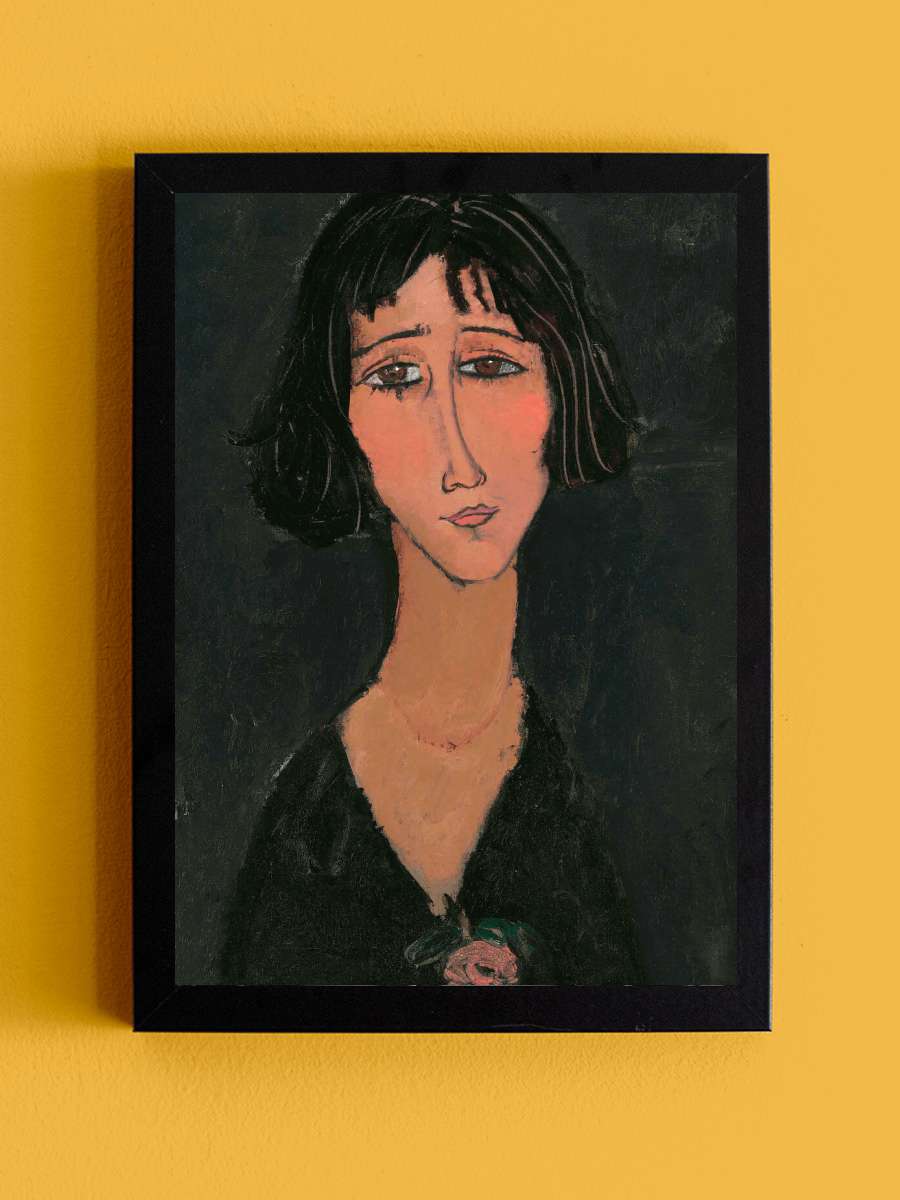 Margherita, Jeune Femme a la… la Rose - Amedeo Modigliani Sanatsal Modern Tablo Siyah Çerçeveli Poster Modern Duvar Tablo