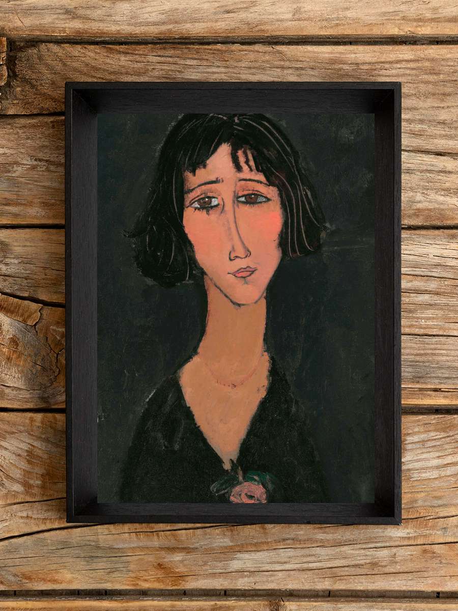 Margherita, Jeune Femme a la… la Rose - Amedeo Modigliani Sanatsal Modern Tablo Siyah Çerçeveli Poster Modern Duvar Tablo