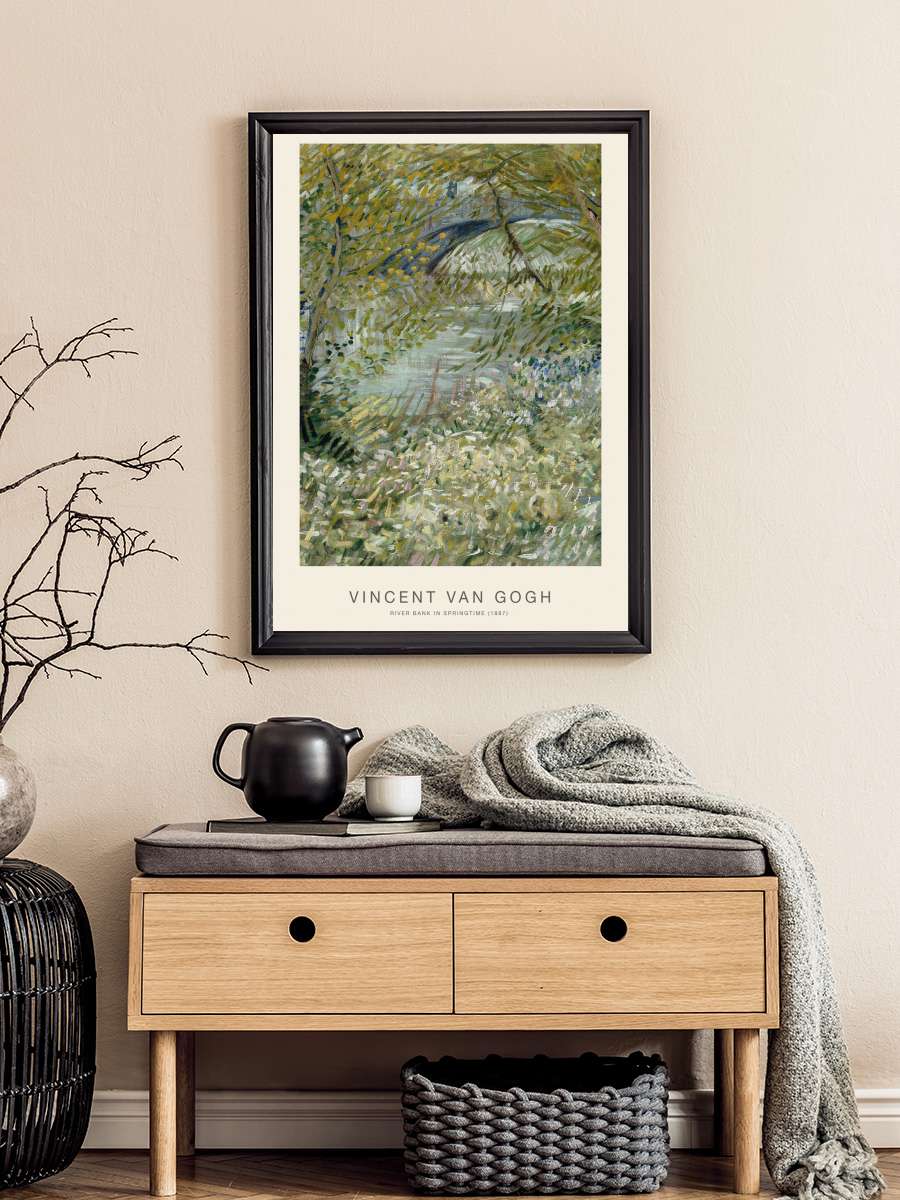 River Bank in Springtime … (Vintage Sage) - Vincent van… Sanatsal Modern Tablo Siyah Çerçeveli Poster Modern Duvar Tablo