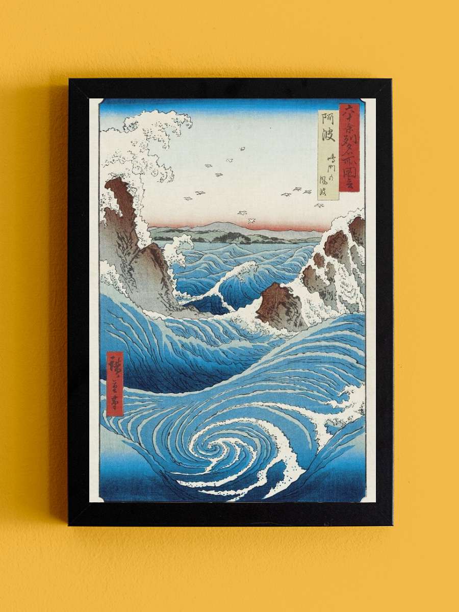 Hiroshige - Whirlpools Sanatsal Modern Tablo Siyah Çerçeveli Poster Modern Duvar Tablo