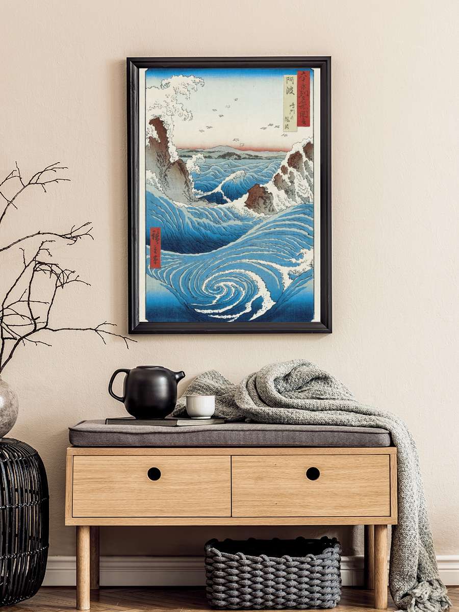 Hiroshige - Whirlpools Sanatsal Modern Tablo Siyah Çerçeveli Poster Modern Duvar Tablo