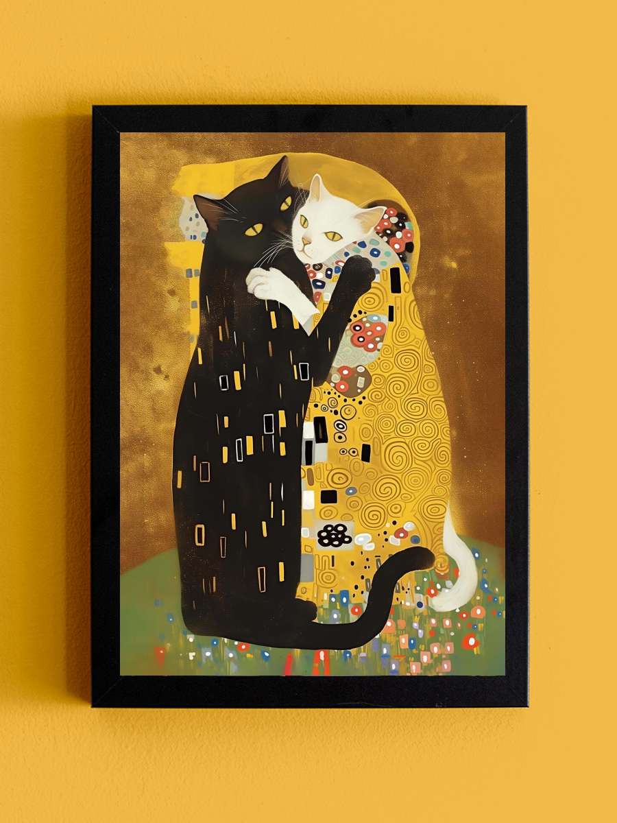 Kitty Klimt Sanatsal Modern Tablo Siyah Çerçeveli Poster Modern Duvar Tablo