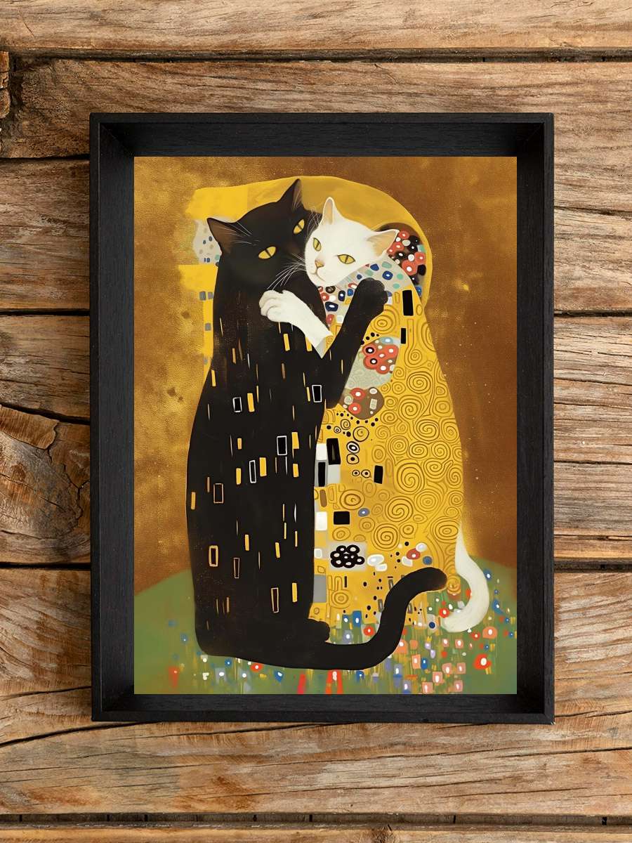 Kitty Klimt Sanatsal Modern Tablo Siyah Çerçeveli Poster Modern Duvar Tablo