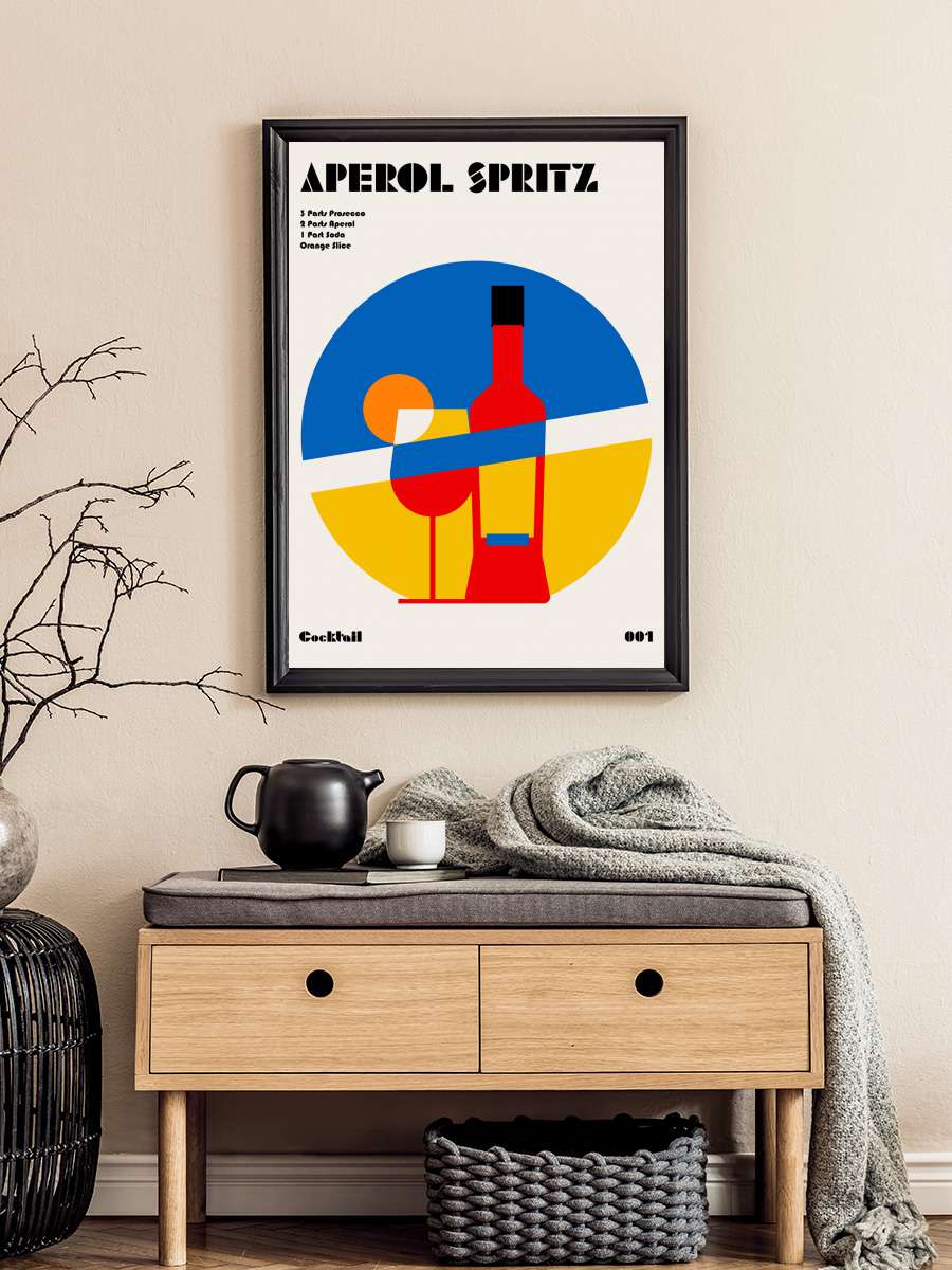 Aperol Spritz Cocktail Bauhaus… Bauhaus Art Print Sanatsal Modern Tablo Siyah Çerçeveli Poster Modern Duvar Tablo